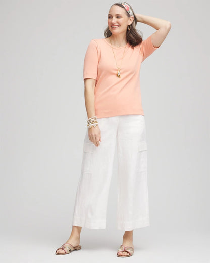 Chico's Recommended - Linen Cargo Wide-Leg Cropped Pants Alabaster
