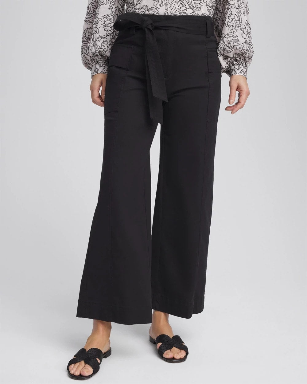 Chico's Best Seller - Belted Twill Utility Cropped Pants Black