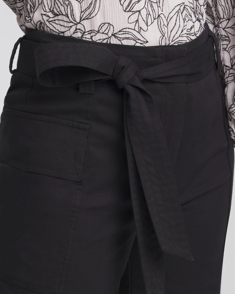 Chico's Best Seller - Belted Twill Utility Cropped Pants Black