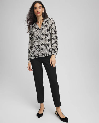 Chico's Essential - Matelassé Slim Tapered Ankle Pants Black