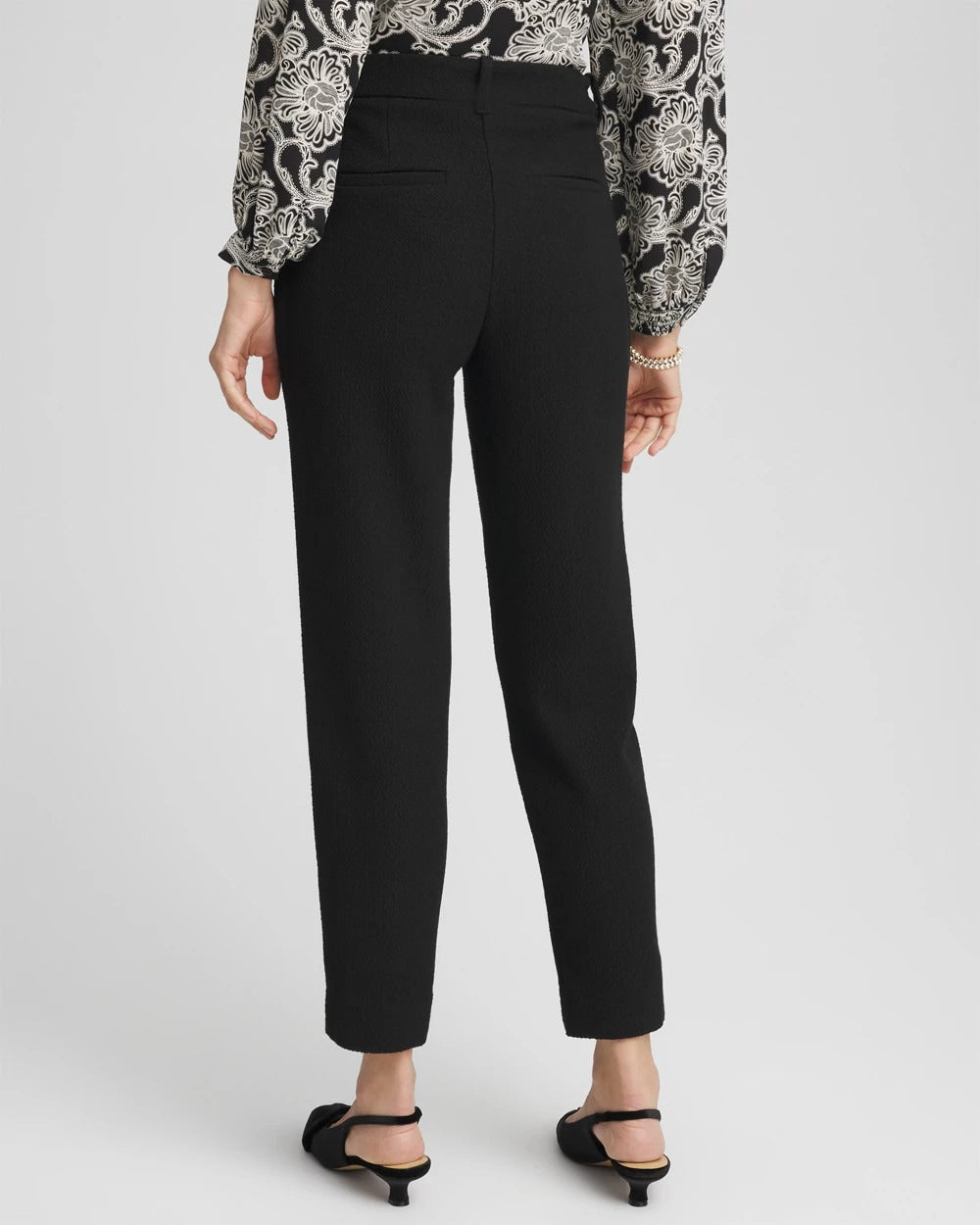 Chico's Essential - Matelassé Slim Tapered Ankle Pants Black