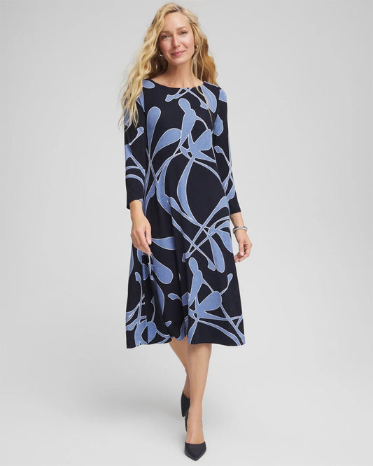 Chico's Trusted - Travelers™ Abstract Midi Dress Travelers India Ink