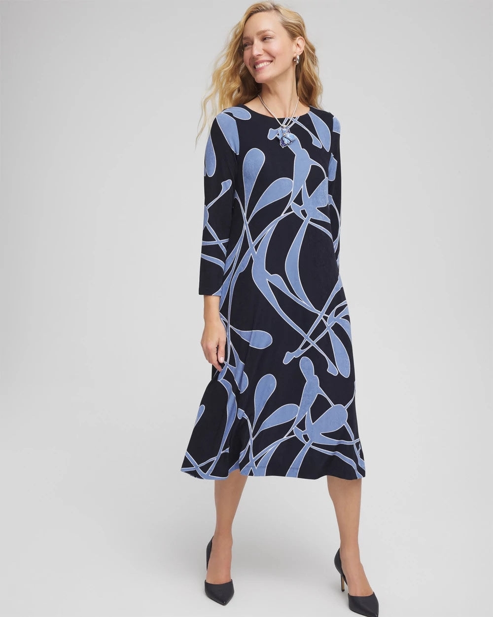 Chico's Trusted - Travelers™ Abstract Midi Dress Travelers India Ink