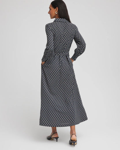 Chico's New - Chain Print Maxi Shirtdress Passport Blue