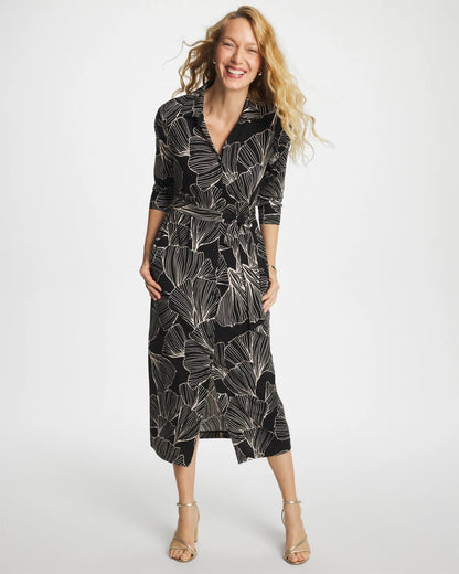 Chico's Essential - Printed Knit Shirtdress Black