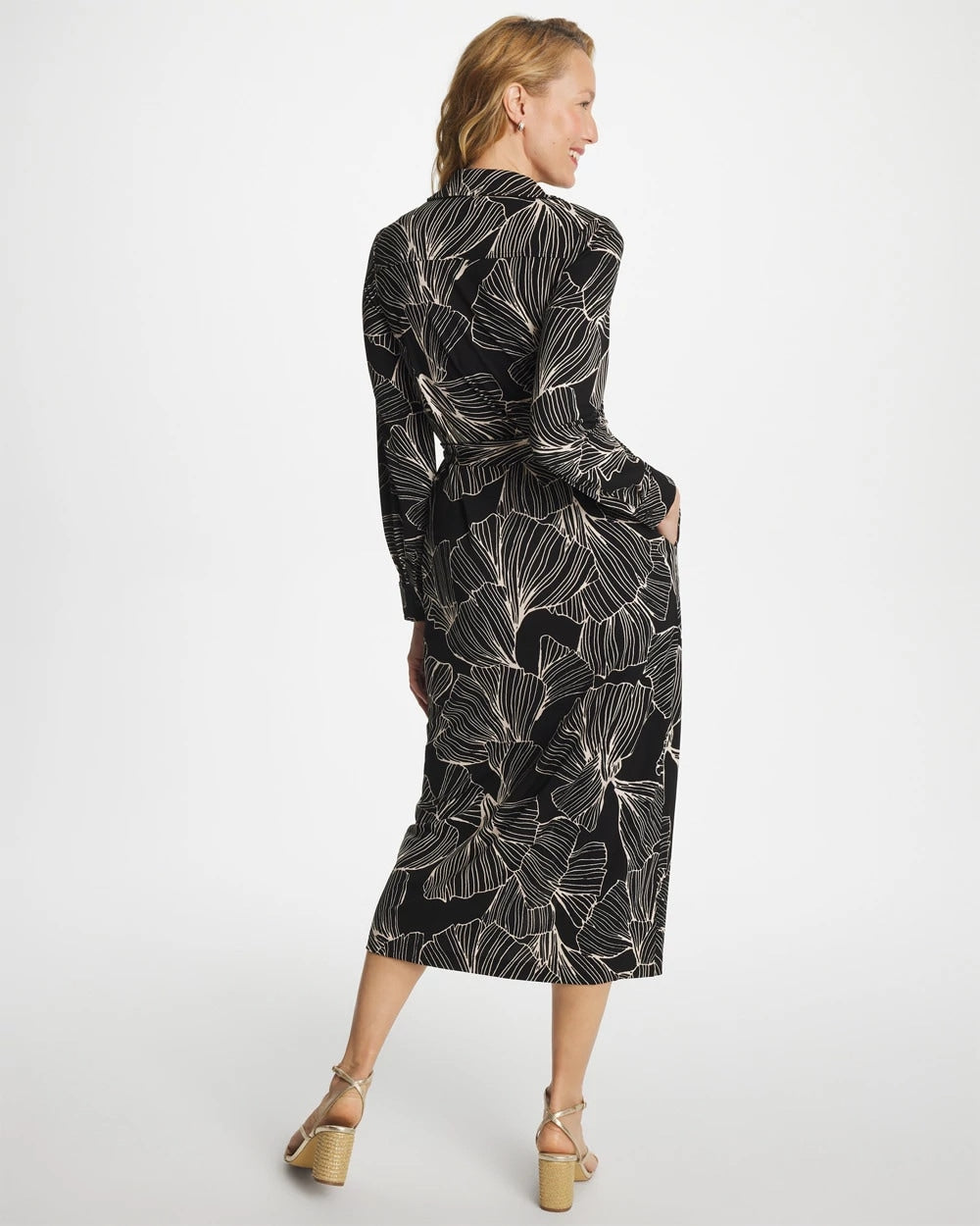 Chico's Essential - Printed Knit Shirtdress Black