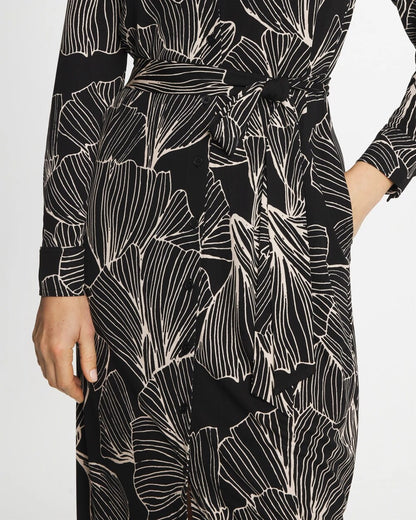 Chico's Essential - Printed Knit Shirtdress Black