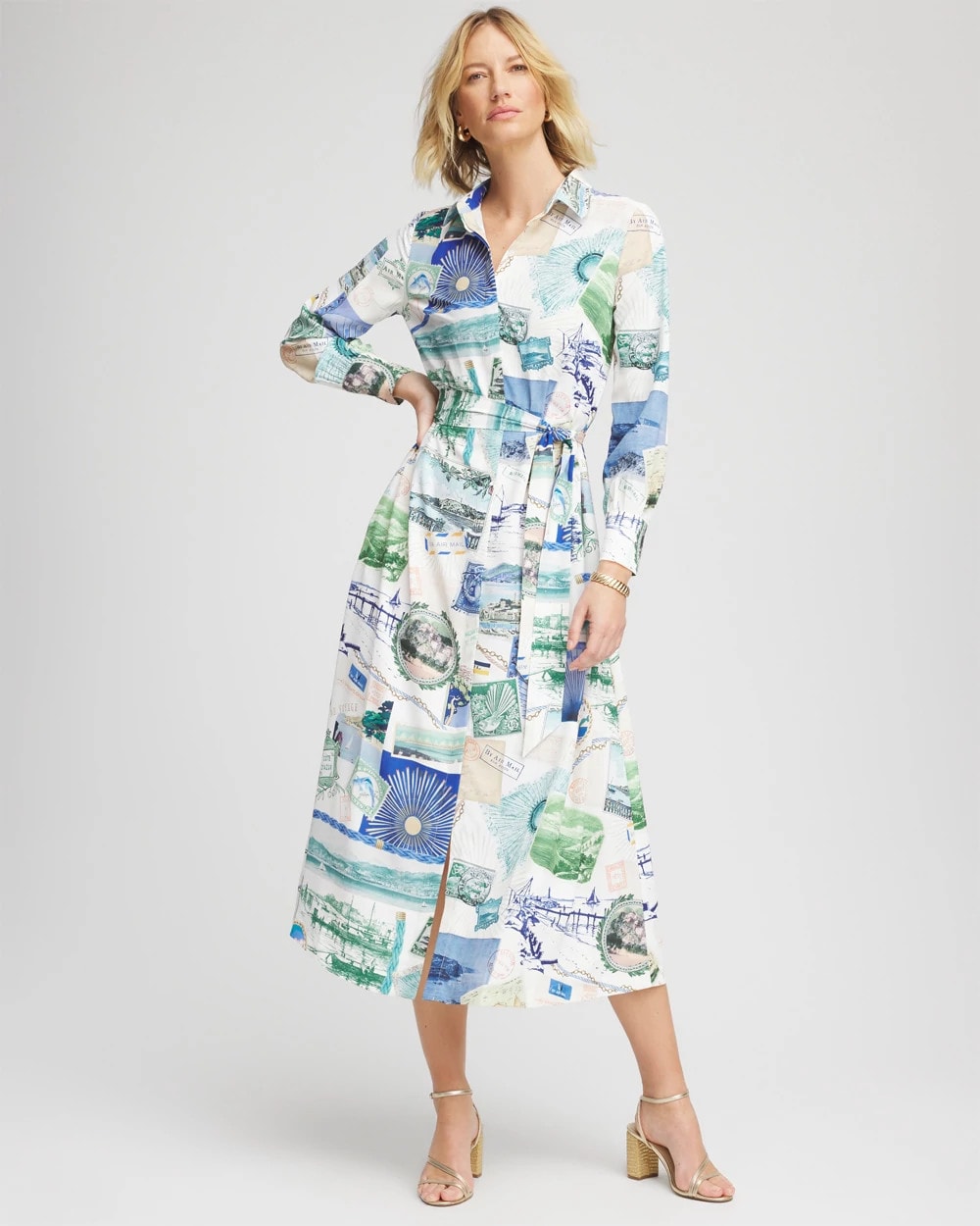 Chico's Trusted - Port Call Maxi Shirtdress Ecru