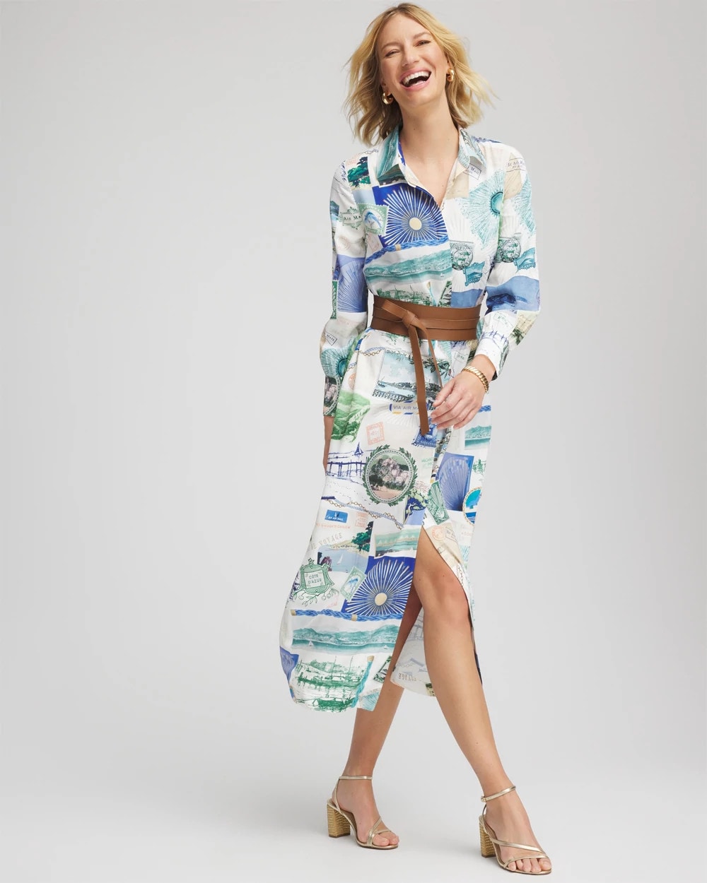 Chico's Trusted - Port Call Maxi Shirtdress Ecru