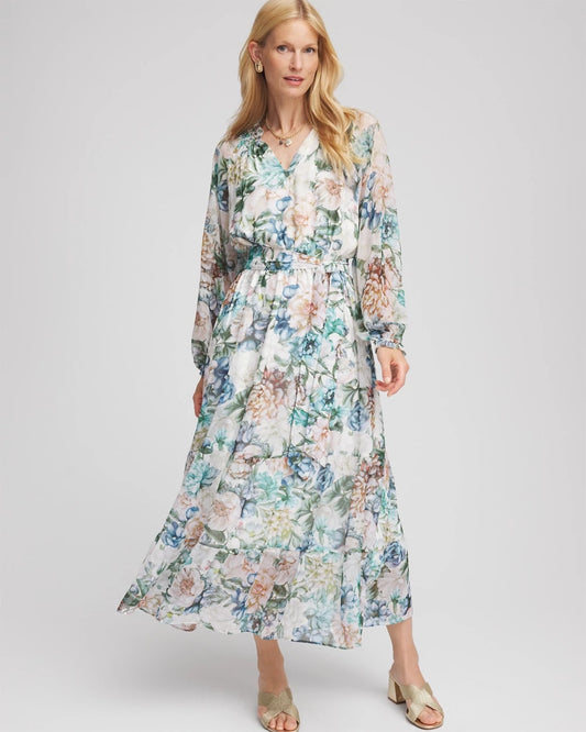 Chico's Recommended - Georgette Tie-Front Maxi Dress Ecru