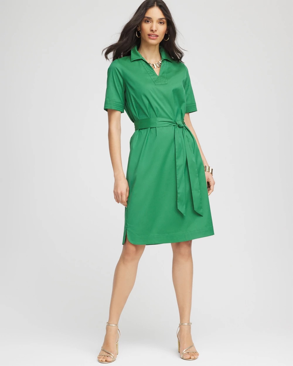 Chico's Popular - Shirttail Hem Popover Dress Jardin Green
