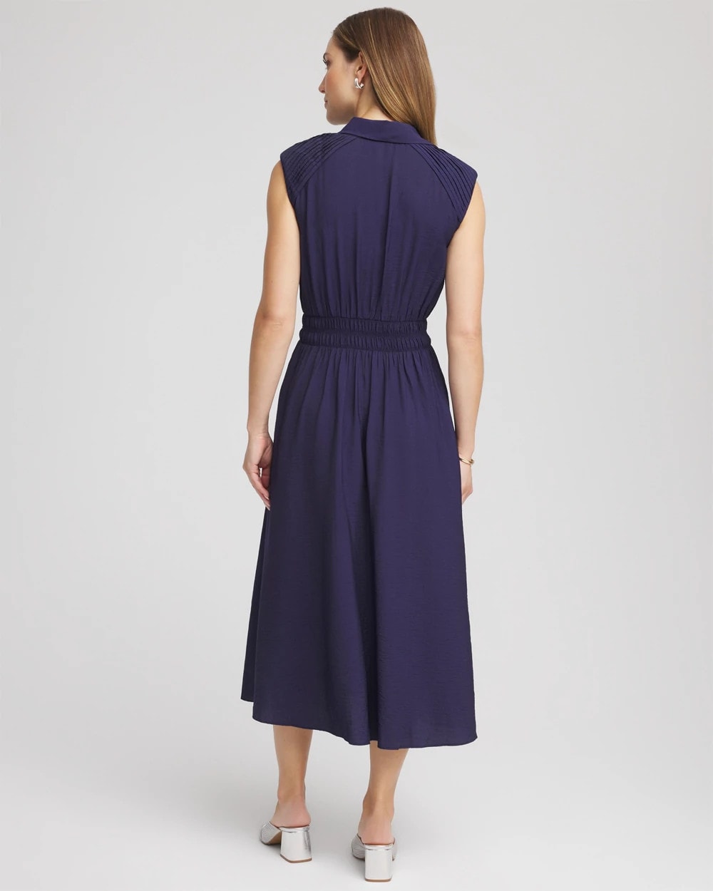 Chico's Premium - Smocked-Waist Shirtdress Passport Blue