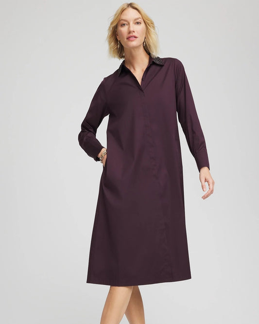Chico's Recommended - Sequin Collar Midi Shirtdress Night Bloom