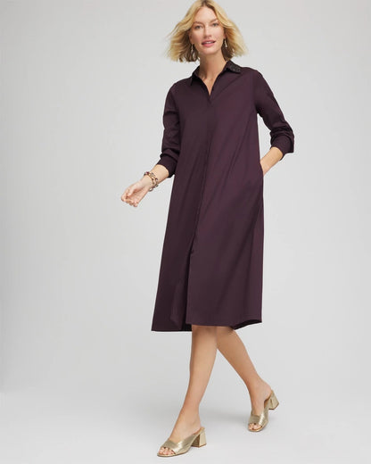 Chico's Recommended - Sequin Collar Midi Shirtdress Night Bloom
