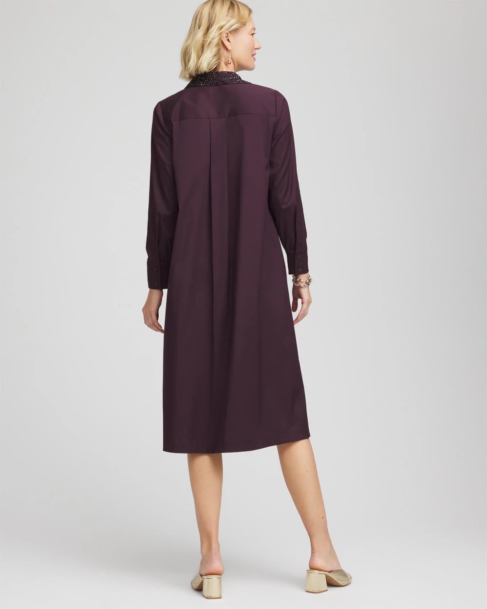 Chico's Recommended - Sequin Collar Midi Shirtdress Night Bloom