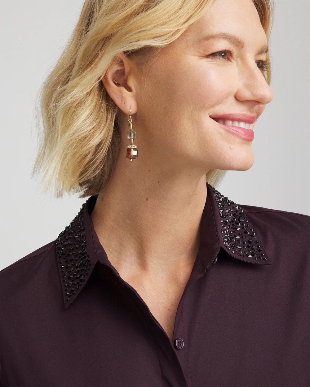 Chico's Recommended - Sequin Collar Midi Shirtdress Night Bloom