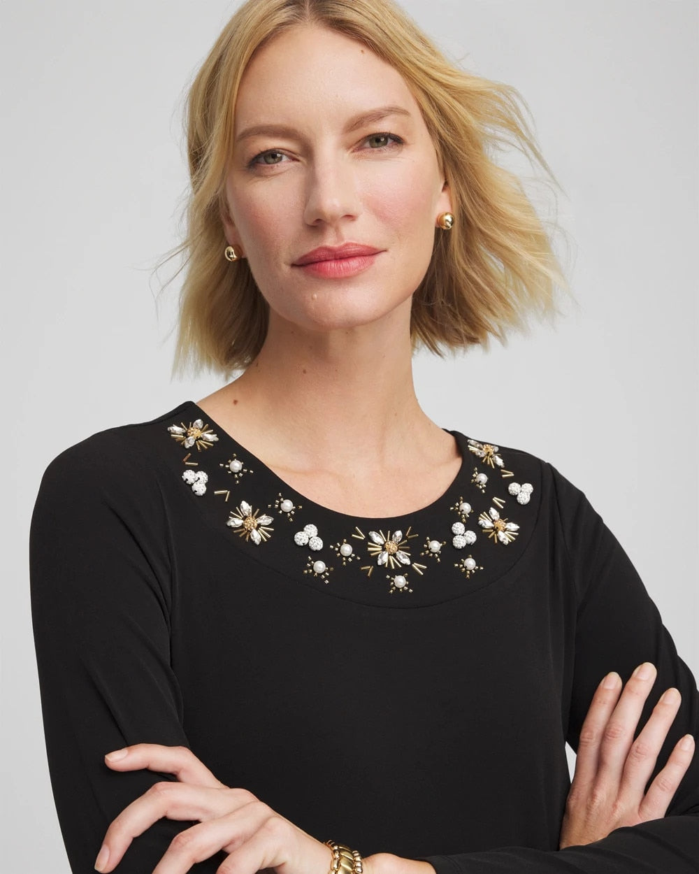 Chico's Discount - Embellished Column Maxi Dress Black