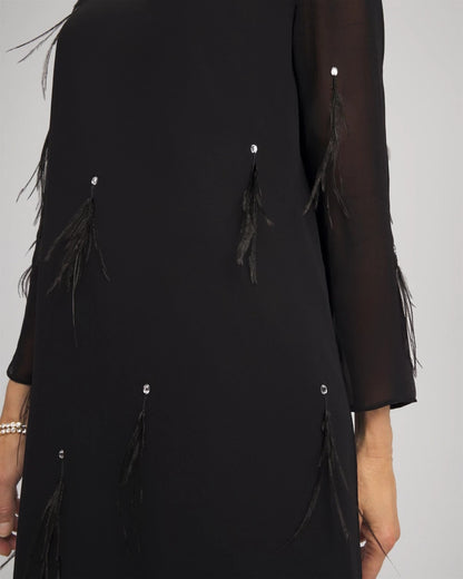 Chico's Trusted - Feathered Georgette Popover Dress Black