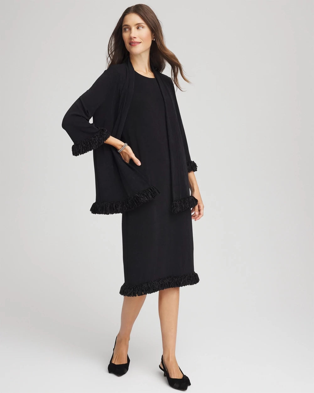 Chico's Popular - Travelers™ Fringe Hem Tank Dress Travelers Black
