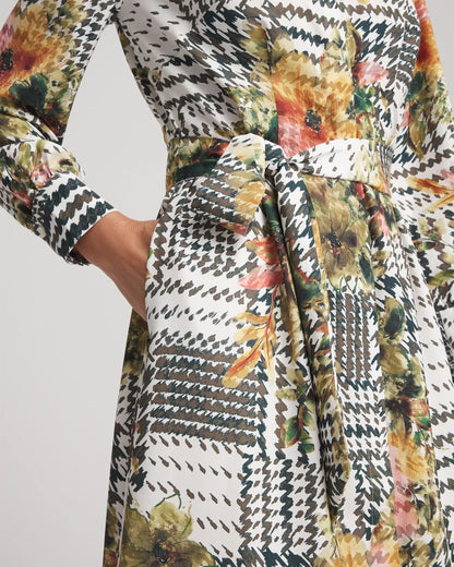 Chico's Popular - Artisanal Floral Print  Maxi Shirtdress Ecru