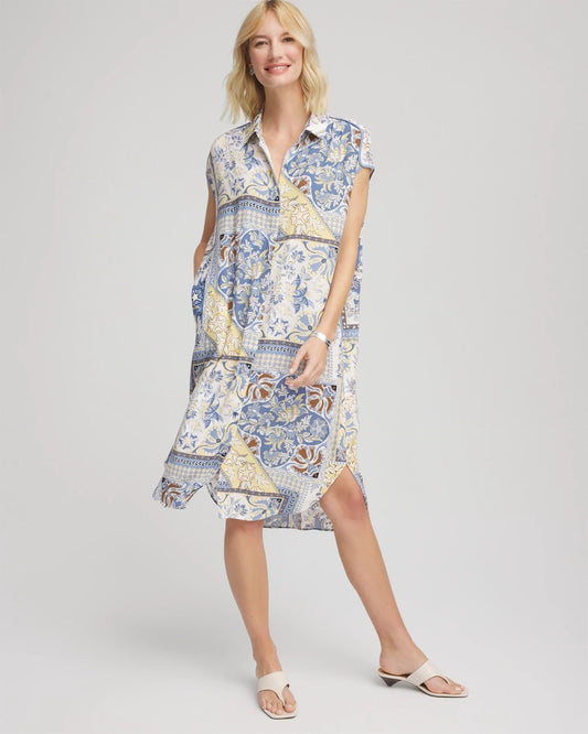 Chico's Recommended - Floral Patchwork Short Shirtdress Ecru