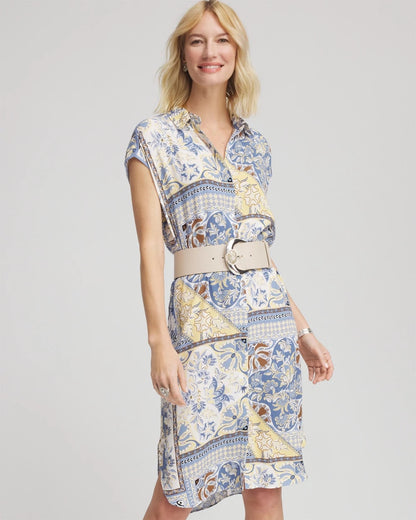 Chico's Recommended - Floral Patchwork Short Shirtdress Ecru