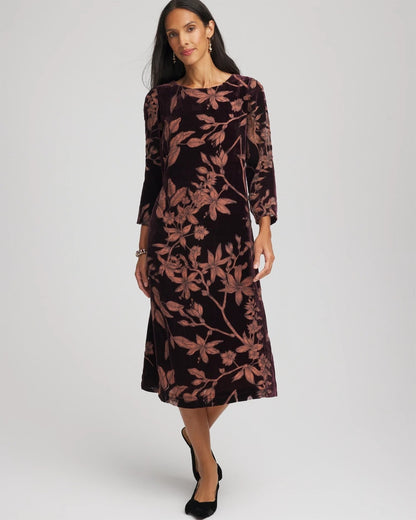 Chico's Best Price - Burnout Velvet Midi Dress Night Bloom