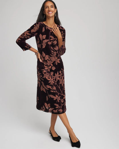 Chico's Best Price - Burnout Velvet Midi Dress Night Bloom