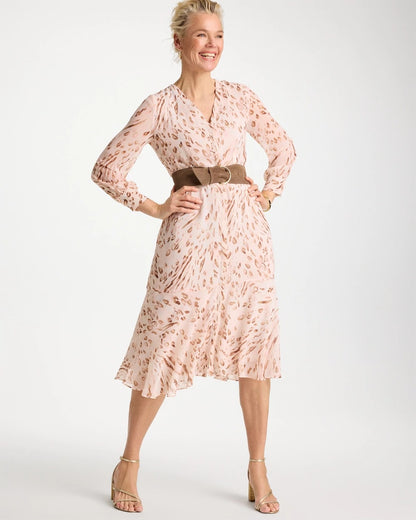 Chico's Smart Buy - Cheetah Georgette Tie Shirtdress Sweet Blossom