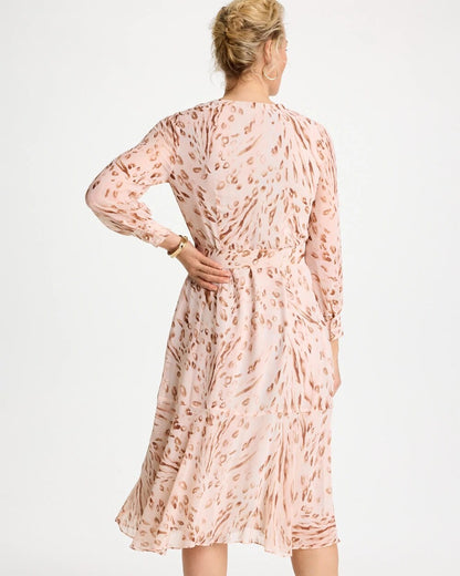 Chico's Smart Buy - Cheetah Georgette Tie Shirtdress Sweet Blossom
