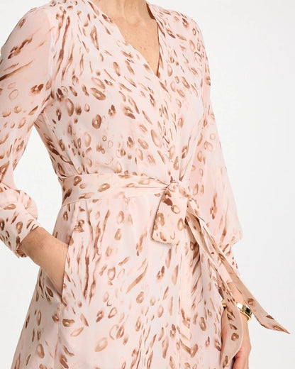 Chico's Smart Buy - Cheetah Georgette Tie Shirtdress Sweet Blossom