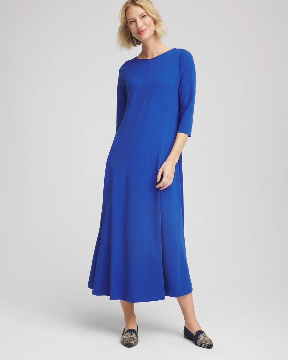 Chico's Best Seller - Seamed Crepe Maxi Dress Cobalt Stone