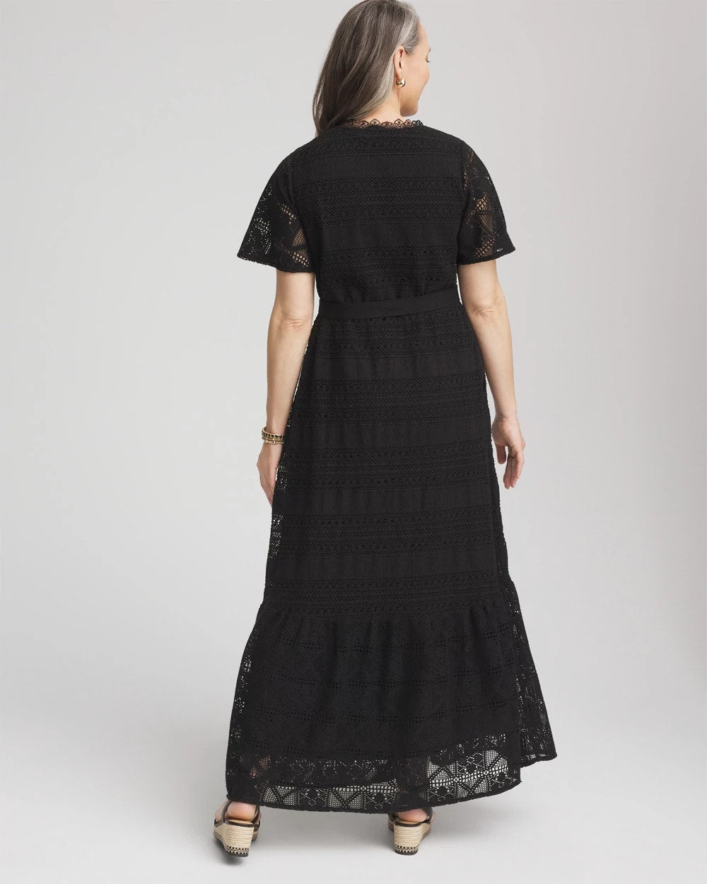 Chico's Special Offer - Petite Crochet-Lace Maxi Dress Black