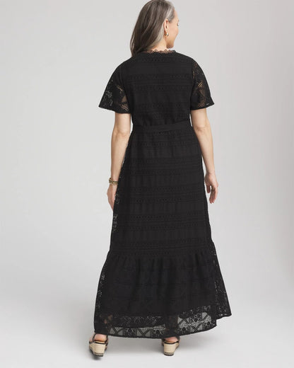 Chico's Special Offer - Petite Crochet-Lace Maxi Dress Black