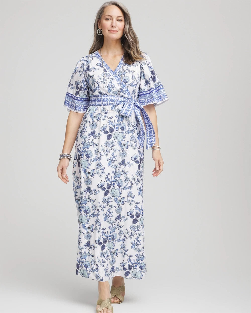 Chico's Value - Surplice Matte Satin Maxi Dress Alabaster