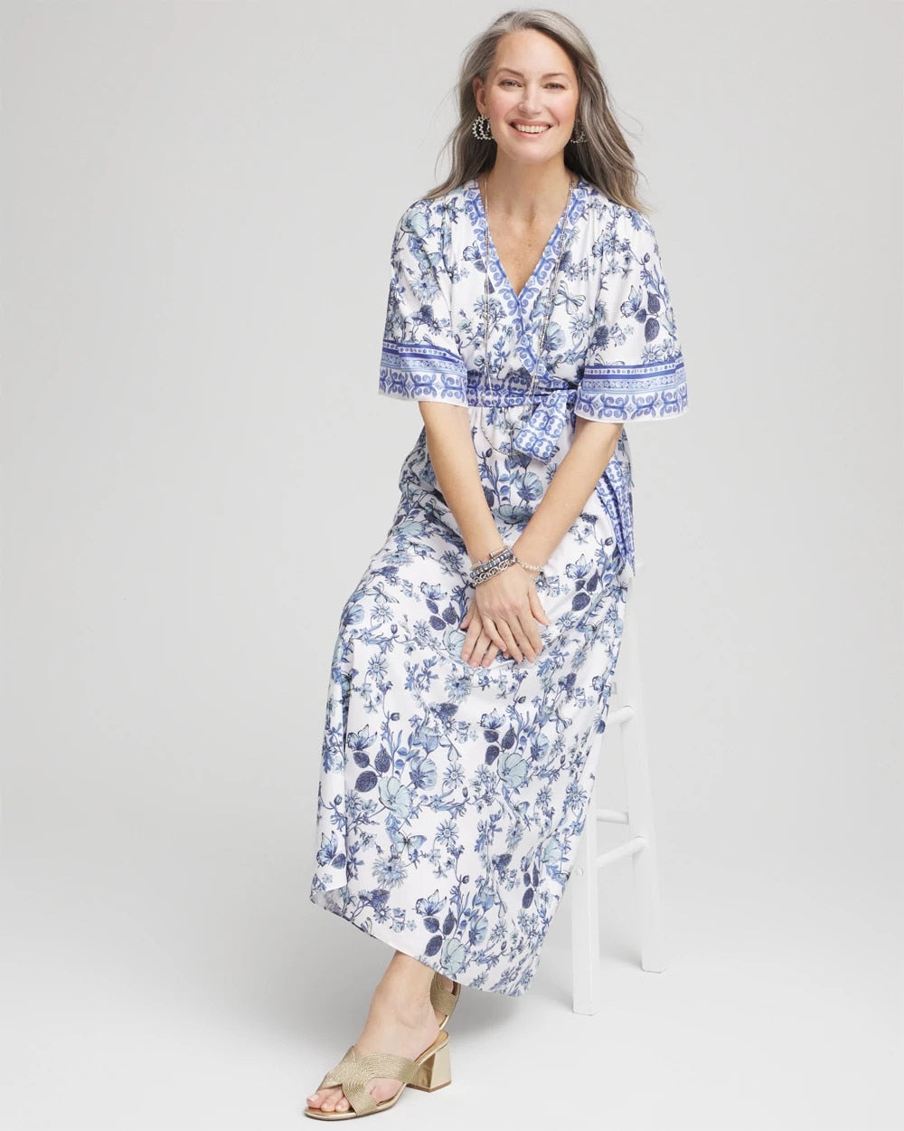 Chico's Value - Surplice Matte Satin Maxi Dress Alabaster