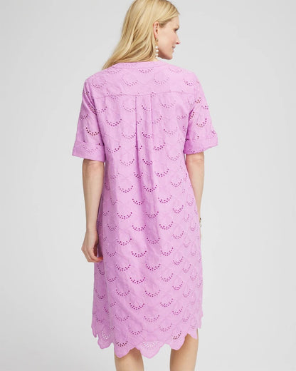 Chico's Deals - Eyelet Popover Dress Lavender Skies
