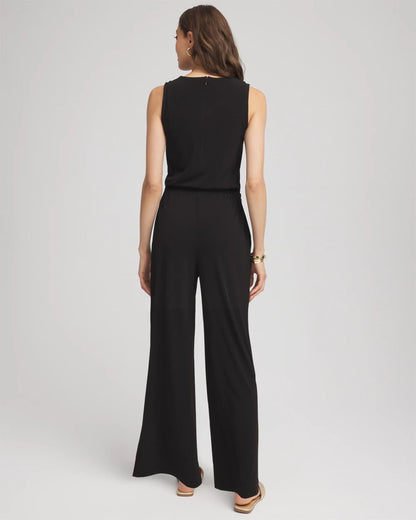 Chico's Special Offer - Travelers™ Jersey Knit Chain-Trim Jumpsuit Black