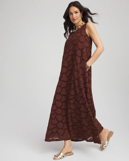 Chico's Deals - Eyelet Cutout Maxi Tank Dress Cacao