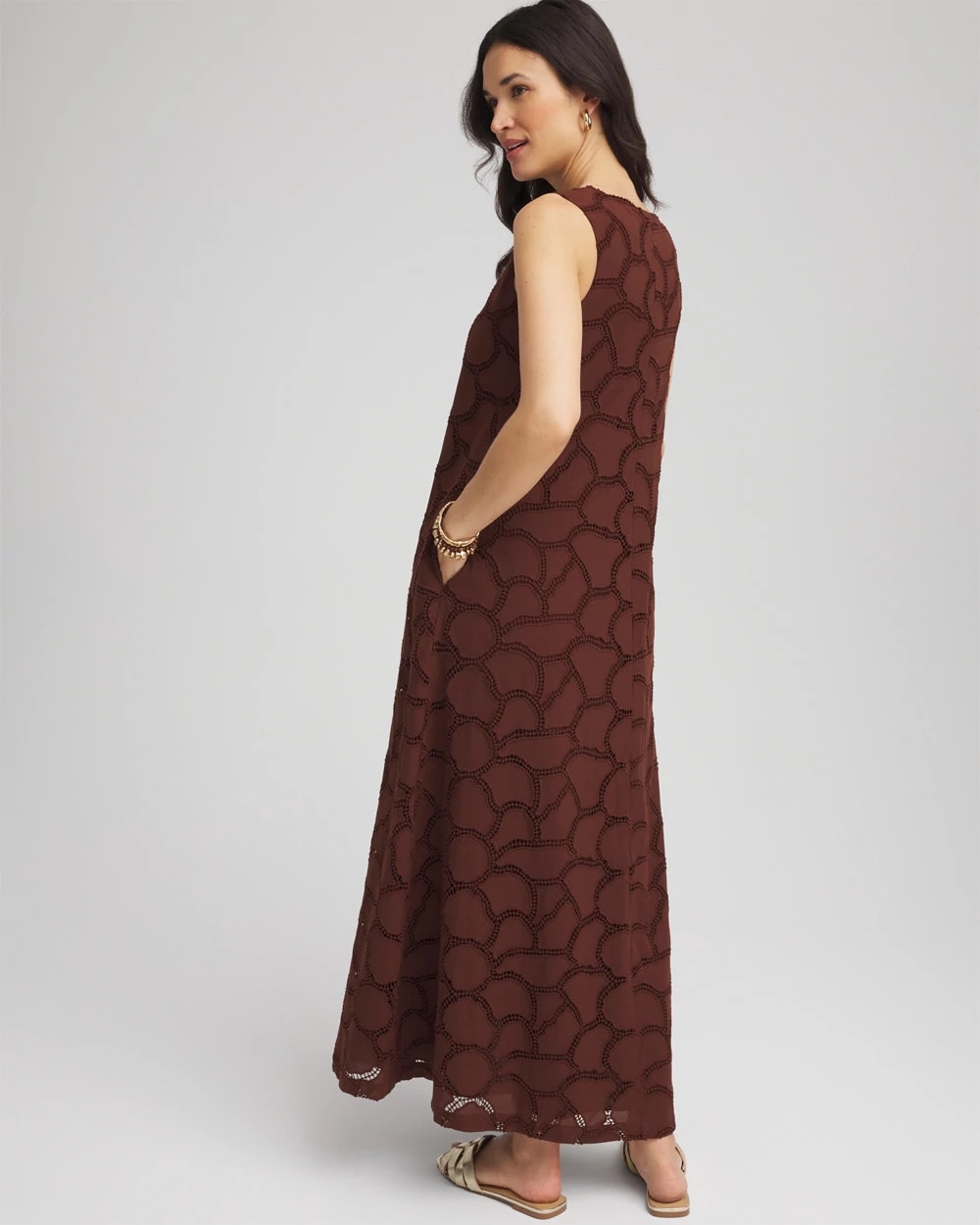Chico's Deals - Eyelet Cutout Maxi Tank Dress Cacao
