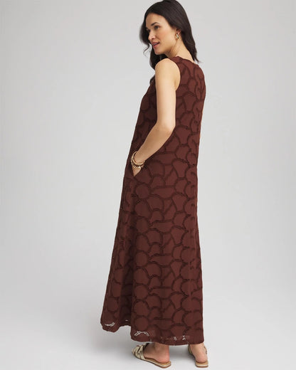 Chico's Deals - Eyelet Cutout Maxi Tank Dress Cacao