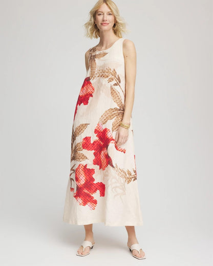 Chico's Best Seller - Floral Tank Linen Maxi Dress Multi