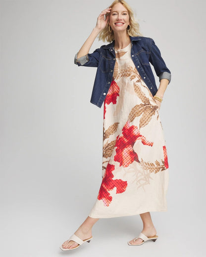 Chico's Best Seller - Floral Tank Linen Maxi Dress Multi