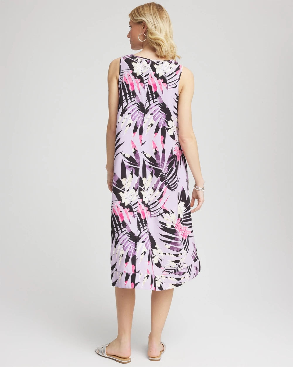 Chico's Everyday - Zenergy® Floral Palms Lightweight Midi Dress Violet Aura