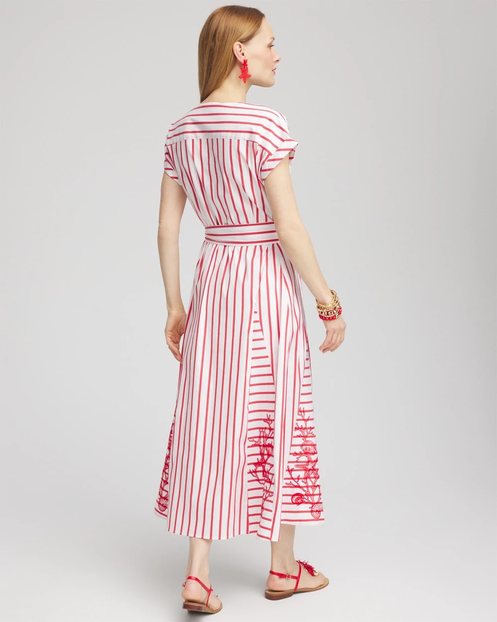 Chico's Best Price - Embroidered Godet Striped Maxi Dress Alabaster