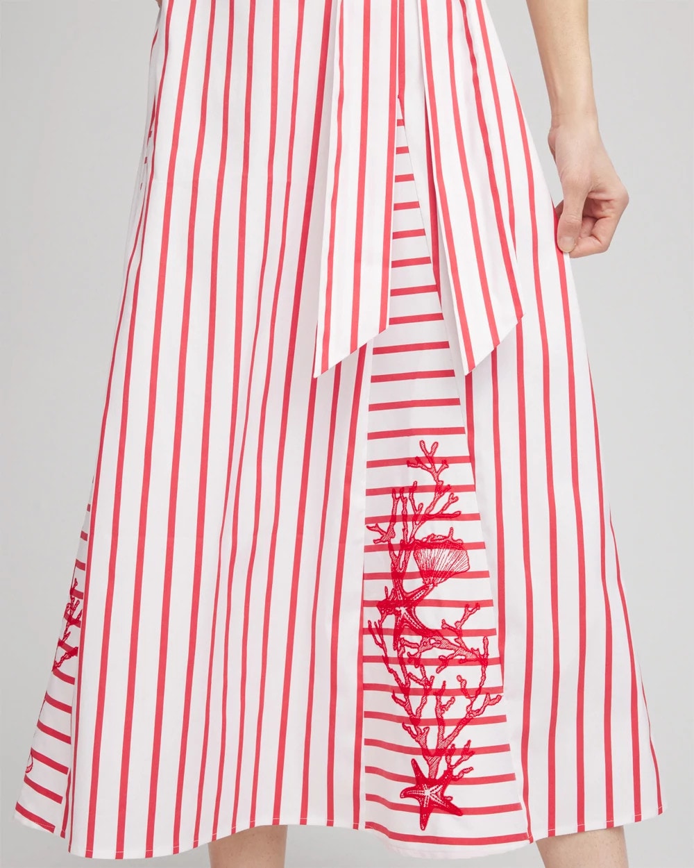 Chico's Best Price - Embroidered Godet Striped Maxi Dress Alabaster