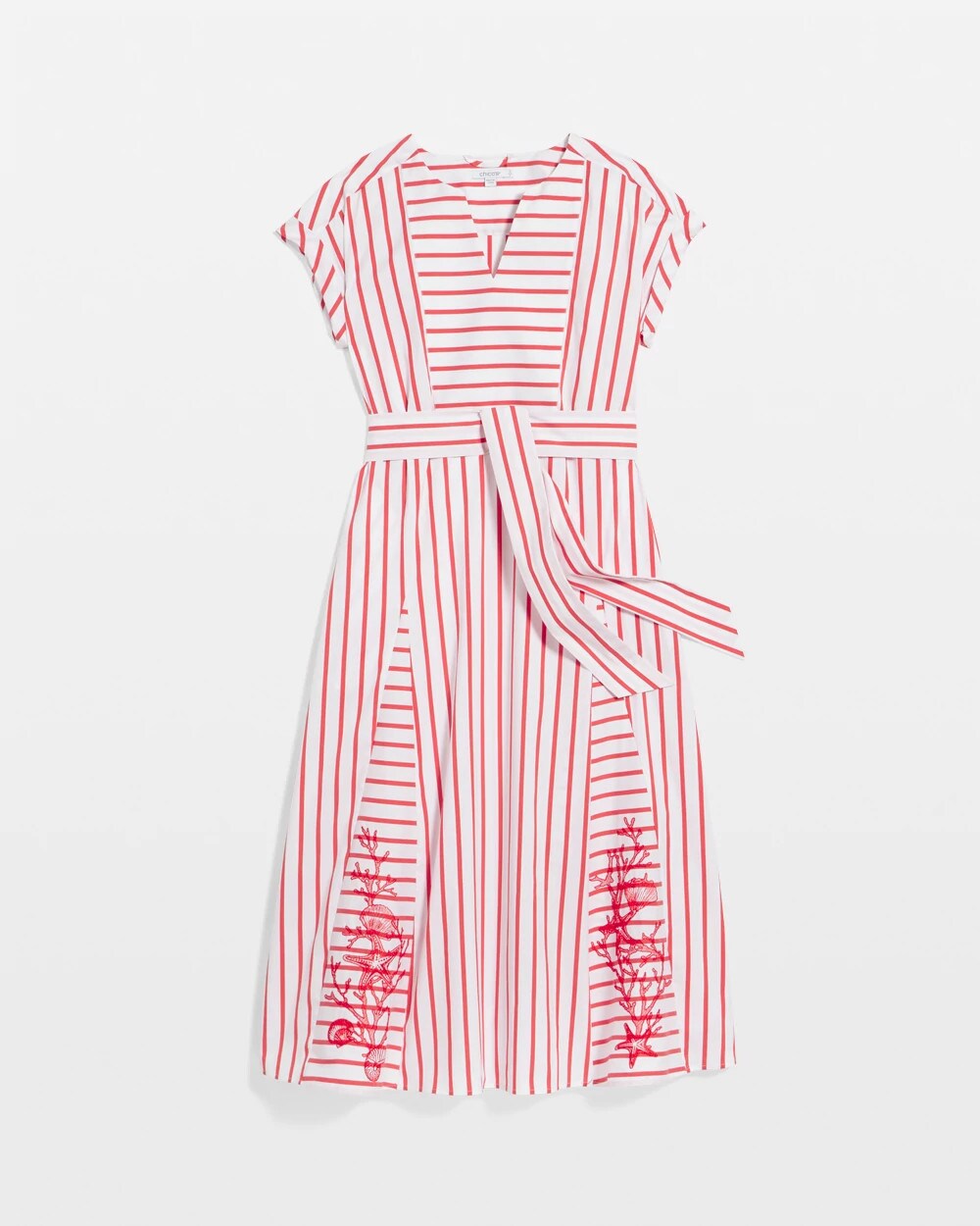 Chico's Best Price - Embroidered Godet Striped Maxi Dress Alabaster