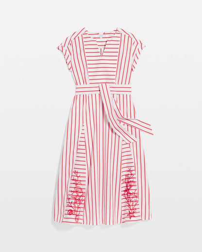 Chico's Best Price - Embroidered Godet Striped Maxi Dress Alabaster