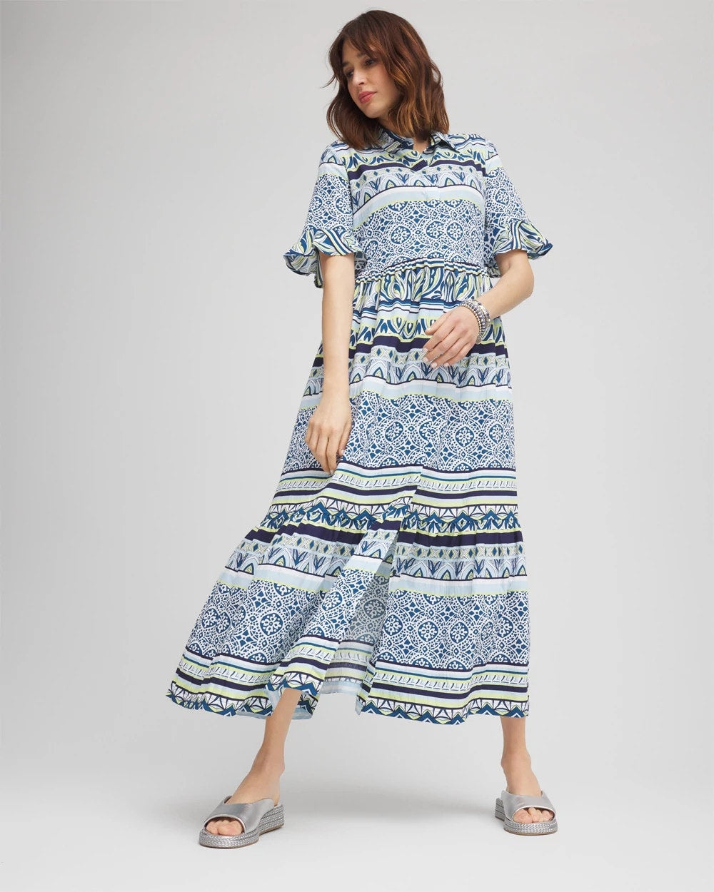 Chico's Great Value - Flutter-Sleeved Maxi Dress Seaport Blue