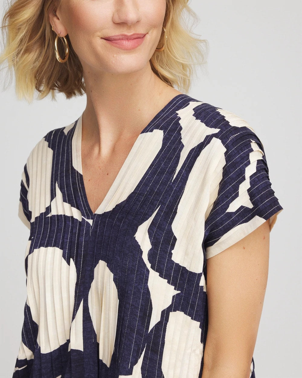 Chico's Discount - Printed Silk-Twill Popover Midi Dress Passport Blue